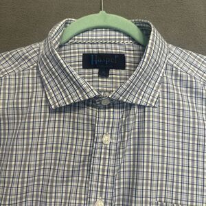 Haspel Co New Orleans Button Up Dress Shirt Mens Size XL Blue Gray Plaid